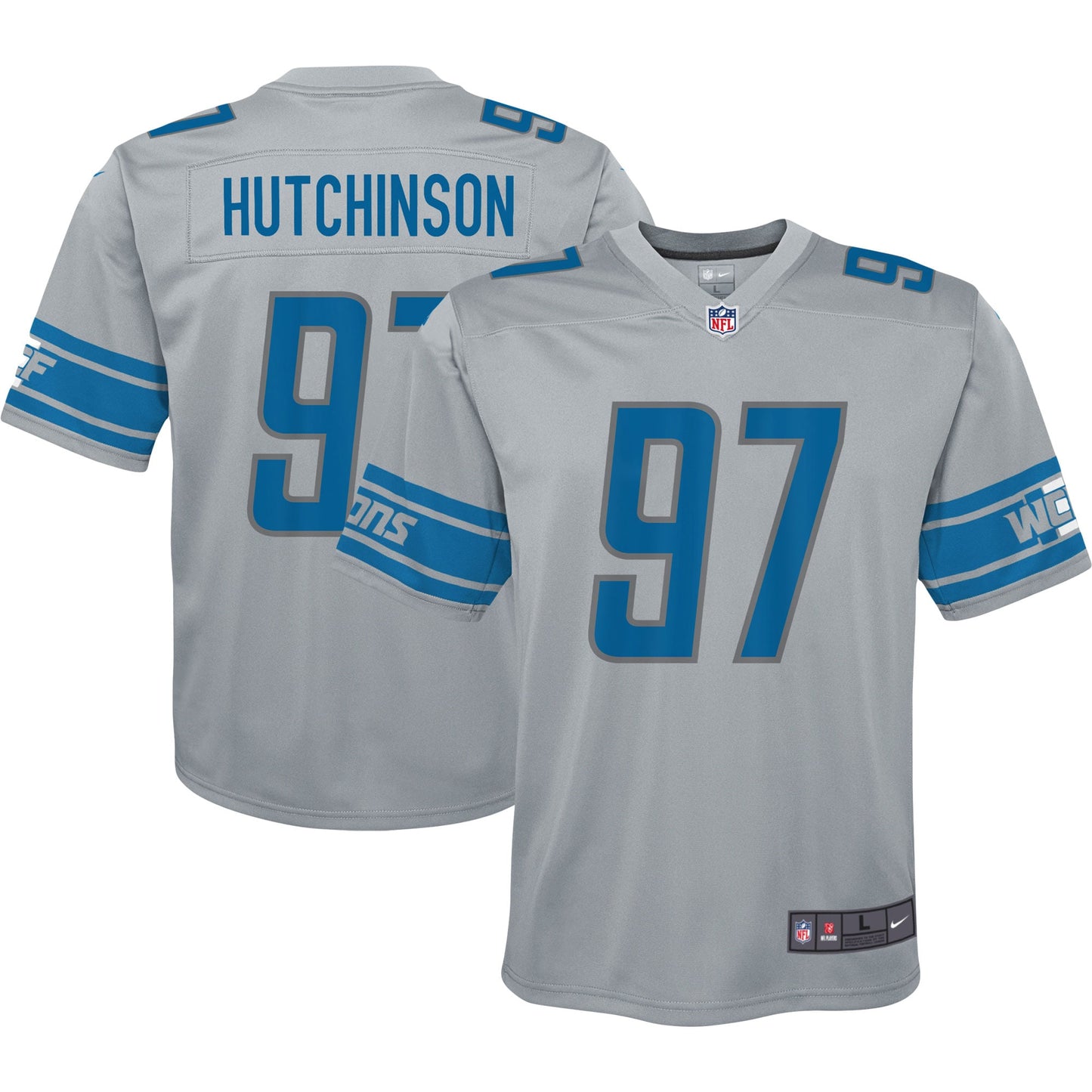 Aidan Hutchinson Detroit Lions Nike Youth Inverted Game Jersey - Silver